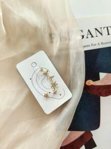 Brinco Ear Cuff Orelha Esquerda Cravejada Com Zircônia Com Brinco De Ponto