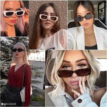 Retro Rectangle Sunglasses Women And Men Vintage Small Square Sun Glasses UV Protection Glasse - Camel - View 3