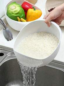 1 pieza Canasta multifuncional para el hogar para lavar arroz y escurrir vegetales, para almacenamiento de frutas y verduras, canasta escurridora multifuncional para viajes, canasta escurridora de cocina para viajes, canasta escurridora de lavandería para viajes, escurridora de arroz, canasta escurridora para restaurantes.