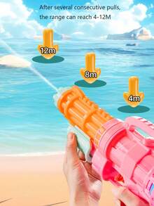 1 件加特林水枪玩具，1200ml/700ml 水箱，拉出式设计，夏季户外海滩和泳池水战，节日礼物 - 彩色 - 查看 3