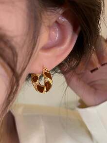 1 Pair Vintage Elegant High-End Luxury Rhinestone Enamel Dangle Hoop Earrings, Suitable For Daily, Festival And Gala, Fashion Design