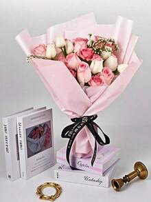 20 piezas de papel de regalo floral impermeable, color rosa, de 22.8x22.8 pulgadas - Rosa - Ver 6