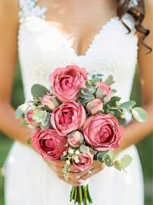 Buquê de Flores de Lótus Artificiais, Arranjo Floral Falso Realista, Elegante Casamento Buquê de Noiva, Flores de Mesa para Casa, Decoração de Centro de Mesa, Layout de Cenário