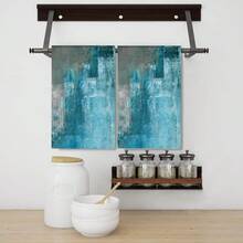 2/4pcs Set Teal & Gray Watercolor Print Kitchen Towels - Super Absorbent Double-Sided Plush, Dish Cloths For Cooking, Baking & Cleaning - Great Home Decor Choice 15.75inch*23.62inch/40cm*60cm