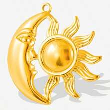 2pcs Minimalist Stainless Steel Heart & Asymmetric Geometric Sunflower Pendant Accessories, Necklace & Earrings Crafting DIY Jewelry Charms, Gold/Silver Plated