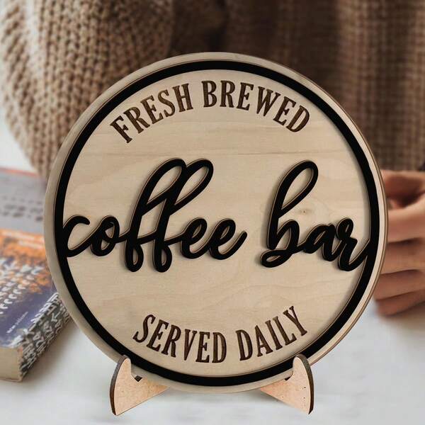 1 peça/conjunto 3D marrom café bar retro arte madeira mesa decoração ornamento cozinha rural restaurante cafeteria mesa decoração ornamento