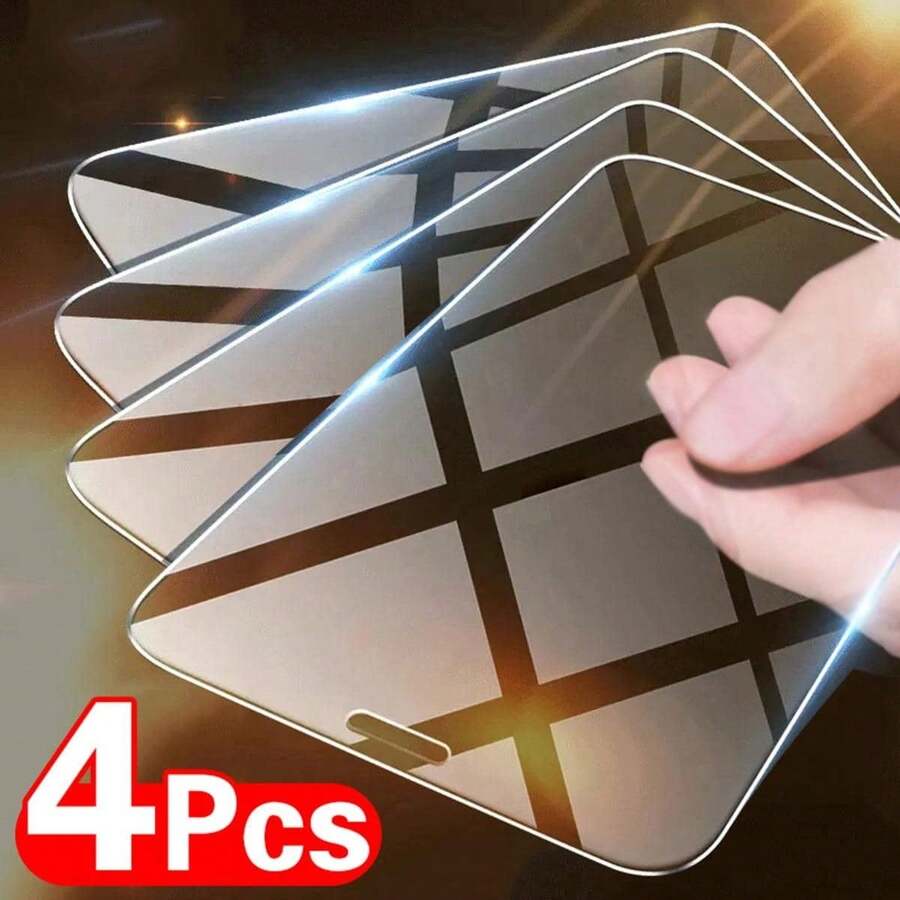 4 件钢化手机屏幕保护膜适用于 16、15、14、13、12、11、Xr、Xs、X、7、8 防爆防碎防刮防水玻璃手机钢化膜生日、家人、朋友的礼物钢化玻璃、手机配件防震防摔防摔防刮防指纹全覆盖