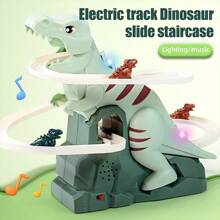 Dinosaur Climbing Stairs Electric Track Assembled Pretend Play Set With Music, Lights, Educational & Entertaining Slide Adventure Playset, Suitable For Boys/Girls Birthday Gifts, Parent-Child Interaction