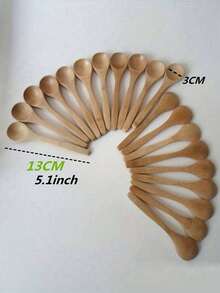 1/10件/20件竹制长柄勺小圆汤勺咖啡勺蜂蜜果酱调料勺适用于家庭咖啡和创意料理、厨房、圣诞礼物