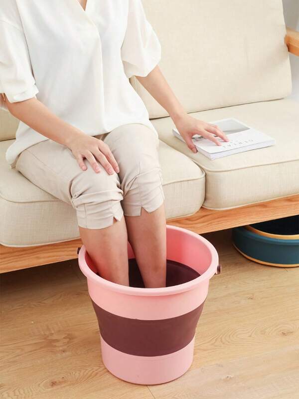 1pc Foldable Water Bucket, Portable Travel Car Fishing Bucket, Large Capacity Home Bathing Foot Soak Bucket, Thick Plastic