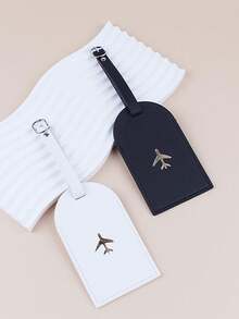 2PCS Plane Luggage Tag Hanging Tag Suitcase Tag With Name ID Cards Anti-Lost Lightweight Fashion Solid Color PU Leather Travel Accessories For Flight For Couples Gifts Vacation Summer Travel Essentials Pendant Holiday Vacation For Travel For Flying For Cruise For Bags For Luggage Portable Bag For School School Accessories School Stuff