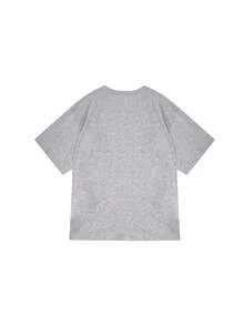 宽松圆领字母印花休闲时尚短袖T恤，女式美式上衣 - 灰色 - 查看 4