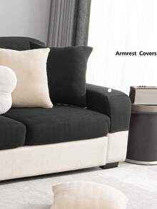 1 Stück Ganzjahres-Stretch-Sofabezug, rutschfester Vollabdeckung dicker Stoff Sofasitzkissenbezug, maschinenwaschbar, nicht ausbleichend, haustierfreundlicher Schutzbezug, geeignet für Schlafzimmer, Büro, Wohnzimmer, L-förmiges Sofa und 1234-Sitzer - Schwarz - Übersicht 6