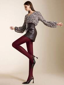 1双橄榄绿女士薄款高弹连裤袜，显瘦透气美腿丝袜，适合日常通勤约会逛街 - 彩色 - 查看 12