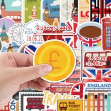 50 pezzi Adesivi di Londra, adesivi in vinile di estetica, per scrapbooking, diario, paraurti, skateboard, bottiglia d'acqua, cartone animato, elmetto, auto, adesivi e decalcomanie