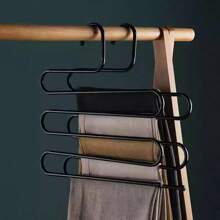 1Pc Stainless Steel Clothes Hanger, Creative S-Shaped Multifunctional Pants Rack, Wardrobe Storage Rack, Clothes Pants Storage Rack, Home Decoration Autumn Decoration Holiday Decoration Room Decoration-Black