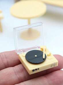 1pc 1:12 Scale Miniature Dollhouse Radio Accessory With Vinyl Record Player Decor, Retro Cassette Player Miniaturized, Detailed & Realistic Music Player Decorative Piece - Perfect Gift For Collectors, Music Lovers, And Miniature Living Room Furniture Enthusiasts!