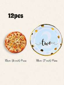 12/24/48 Set, Suitable For 1st, 2nd And 3rd Birthday Parties, Birthday Theme Parties, Includes Heat Press Pattern Paper Plates, Party Plates, Paper Plates. Includes 7-Inch And 9-Inch Plates, Accommodates Up To 48 People Gathering, Picnic Supplies, Birthday Party - Multicolor - View 19