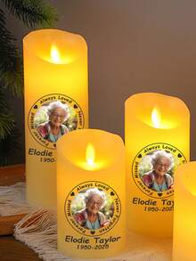 1pc Personalized Customized LED Candle Light, Customized Photo Text, Forever Loved, Never Forgotten, Forever Remembered - Personalized Photo LED Candle, Customized Photo Condolence Candle, Family Bereavement Gift, Customized Deceased Loved One Photo, Nostalgic Commemorative Gift, Photo Stage Decoration Light