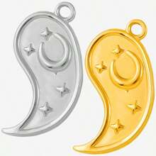 2pcs Minimalist Stainless Steel Heart & Asymmetric Geometric Sunflower Pendant Accessories, Necklace & Earrings Crafting DIY Jewelry Charms, Gold/Silver Plated