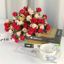1/3PCS Artificial Roses Flowers Silk EUCALYPTUS Bouquet Valentine's Day Gifts Wedding Decoration DIY Wreath Material, Bride Holding Wrist Flower Decoration Accessories, Wedding Car Decoration, Lintel Arch Decoration, Home, Dining Room, Bedroom, Vase Decoration, Birthday Party Decoration Materials New Year Gifts