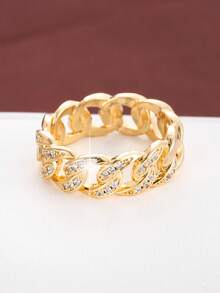 1pc Minimalist Chain Design Cubic Zirconia Women Ring - Multicolor - View 5