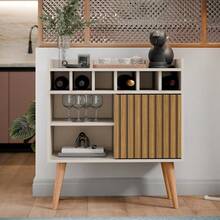 Sideboard Buffet Wine Cellar Florence 1 Door Retro Feet - Camel - Ver 4