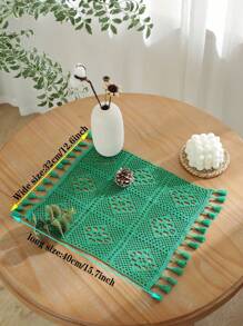 1pc Checkered Hollow-Out Placemat, Minimalist Crochet Placemat, Suitable For Creating An Elegant Dining Table And Uplifting Dining Ambiance