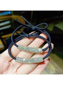 Luxury Rhinestone Ponytail Holders: Set Of 5 Elegant Black Elastic Hair Ropes Decorated With Brilliant Crystal Accents, Providing A Strong And Gentle Hold For All Hair Types, Adds A Touch Of Sparkle And Refinement To Ponytails, Top Knots, Half-Up Styles, And Braids, Perfect For Adding A Touch Of Glamour To Everyday Looks, Dressing Up For Special Events, Dance Recitals, Cheerleading, And More, Durable And Stretchy Elastic Ensures Long-Lasting Use Without Snagging Or Breaking Hair, Makes A Stylish And Practical Gift For Women And Girls Who Appreciate Fashionable And Functional Hair Accessories, Elevate Your Hairstyles Effortlessly With These Exquisite And Secure Rhinestone Ponytail Holders, Adding A Touch Of Dazzling Charm To Any Occasion.