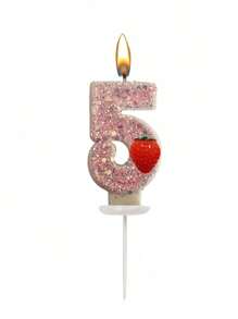 Velas numéricas criativas com tema de morango de 0 a 9, decoração com glitter misto, velas para bolo de aniversário, artigos para festas com atmosfera, adequadas para festas de aniversário, festa de revelação de gênero, festa de inauguração, festa de casamento, festa monocromática, noite das mulheres, festa temática de morango, itens essenciais para 1º a 100º aniversário