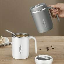 1 pièce Mug pour couple, cadeau très attrayant, en plastique avec couvercle, tasse à café et ustensile de boisson portatif
