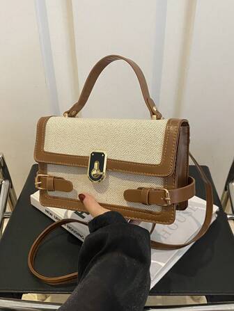 2025 New Color Block Chic Ins Style Women Handbag, Tote & Shoulder Bag