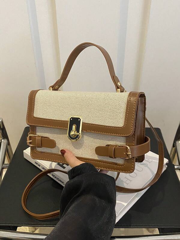 2025 New Color Block Chic Ins Style Women Handbag, Tote & Shoulder Bag