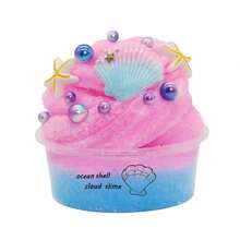 200ML 彩色蓬松云朵粘液，适合儿童海洋贝壳香味粘液，儿童 DIY 成人减压玩具，适合儿童节礼物，超柔软不粘，专注于缓解压力 DIY 惊喜粘液、生日礼物和复活节派对礼物（粘性更强）