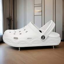 Women's Thick Sole Elevated Beach Sandals, Non-Slip Summer Outdoor Slippers, Couples Flip Flops. This Style Runs Small, Recommend Ordering One Size Up. - Beige - View 4