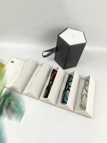 Organisateur pliable de 6 fentes en style vintage de pour lunettes, étui de lunettes de voyage portable, facile à nettoyer, caractéristiques spéciales : sans imprimé, bordures non teintes - accessoire de sac à main - options de couleurs multiples