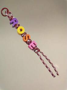 Custom Name Keychain - Handcrafted Beaded Bag Charm With Colorful Acrylic Letters|Dopamine Color Polyester Cord|Gift For Best Friend Daughter Teacher|Back To School Accessories|Women Girls Fashion Keyring Purse Clip - Multicolor - View 88