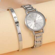 4pcs/Set Women's Fashion Small Dial Casual Elegant Quartz Wrist Watches, Versatile Quartz Watch