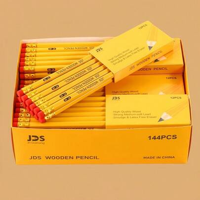 HB铅笔，木质12支铅笔，小学生素描绘图铅笔（带橡皮擦），跨境外贸文具笔，文具派对礼物，教师学习用品，旅行铅笔，儿童学习用品，可爱手写，幼儿园开学奖品