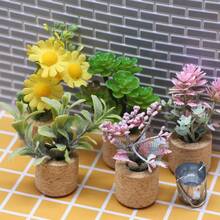 Mini Simulation Succulent Plants With Magnet Potted Car Home Scene Refrigerator Magnet Ornaments Props Ornaments Model - Green - View 1