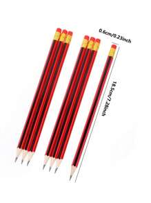 50 piezas/30 piezas/20 piezas/10 piezas/5 piezas Lápices de dibujo clásicos rojos y negros, premios para estudiantes, artículos de papelería de aprendizaje con borradores, lápices HB escolares, suministros de oficina, suministros de aprendizaje, regalos de vuelta a clases, papelería escolar y de oficina, papelería para estudiantes