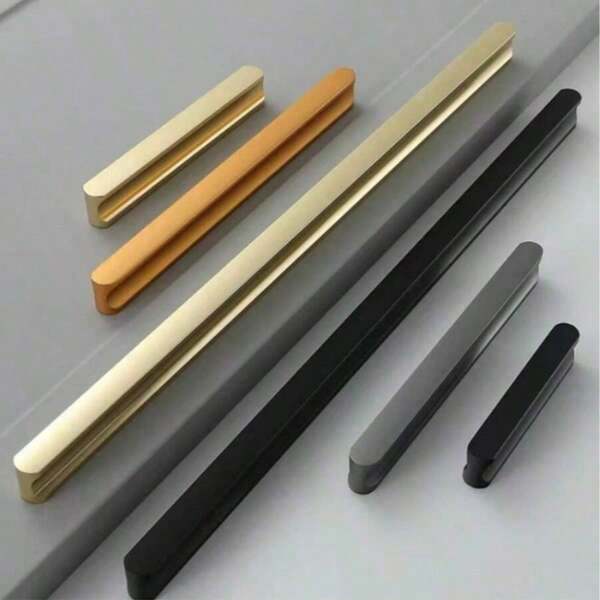 Furniture Handles Black Golden Cupboard Wardrobe Pulls Solid Aluminum Kitchen Cabinets Pulls Long Handles For Cabinets And Drawers