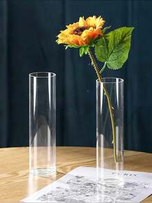 1pc Standing Glass Flower Vase Decor, Living Room Transparent Glass Bottle, Multi-Size Glassware Home Decor Room Decor Glass Vase - Clear - View 5
