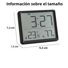 Reloj despertador digital mini con medición de temperatura, humedad del aire, hora, sonido de alarma, con imanes y ventosa, pantalla LCD para pared, 12/24H, a pilas