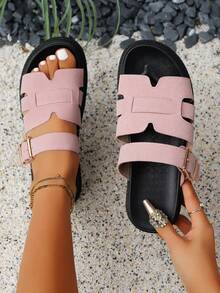 Dép xăng đan thời trang và đa năng mới mùa hè 2025, size 36-43 cỡ lớn dành cho nữ, dép đi trong nhà chống trượt - Hồng - Xem 2
