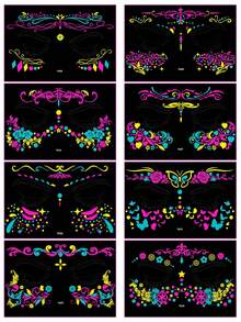 Sticker Pack: 5/3/1pc Essential For Fashion Leader! Neon Headpiece Decorative Stickers, Perfect For Music Festivals, Costume Parties, Graduation/Back To School Parties, Your Exclusive Nightclub Look, Express Your Personalized And Let Your Beauty Shine At Night! - MultiWarna - View 3