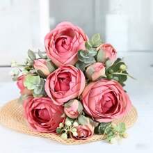 Buquê de Flores de Lótus Artificiais, Arranjo Floral Falso Realista, Elegante Casamento Buquê de Noiva, Flores de Mesa para Casa, Decoração de Centro de Mesa, Layout de Cenário
