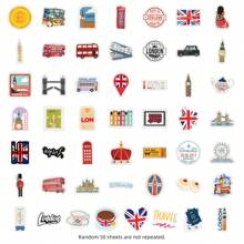 50 pezzi Adesivi di Londra, adesivi in vinile di estetica, per scrapbooking, diario, paraurti, skateboard, bottiglia d'acqua, cartone animato, elmetto, auto, adesivi e decalcomanie