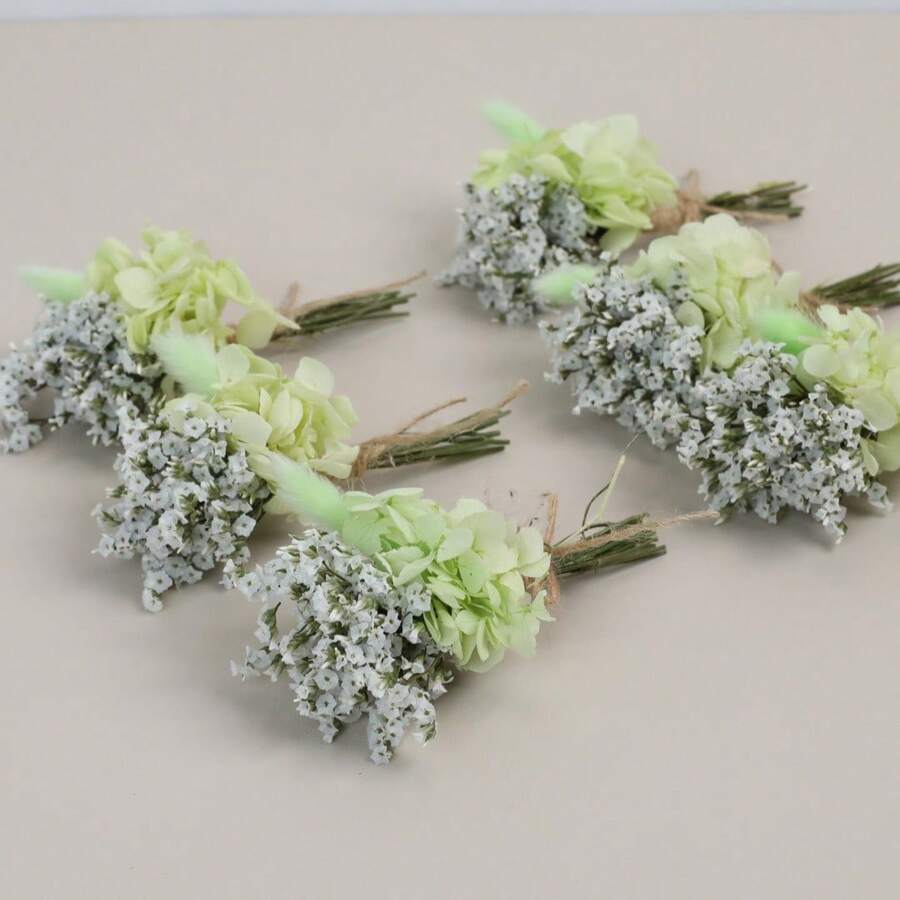 6 Stücke Set mit Mini-Trockenblumenstrauß, geeignet für böhmische Blumenhochzeiten, Tischdekoration, kleine getrocknete Rohrkolben, Bastelbedarf, Geschenkbox für Geburtstagstorten und Brautjungfern, Vasendekoration