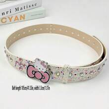 Sanrio Sanrio 1pc Cute KT Cat Sweet Cool Hot Girl Y2k Head Belt Cartoon Subculture Dot Diamond Belt Girl Cowboy Accessory Belt (Style Randomly Sent)